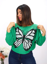 Cargar imagen en el visor de la galería, Chompa Mariposa - Verde Perico
